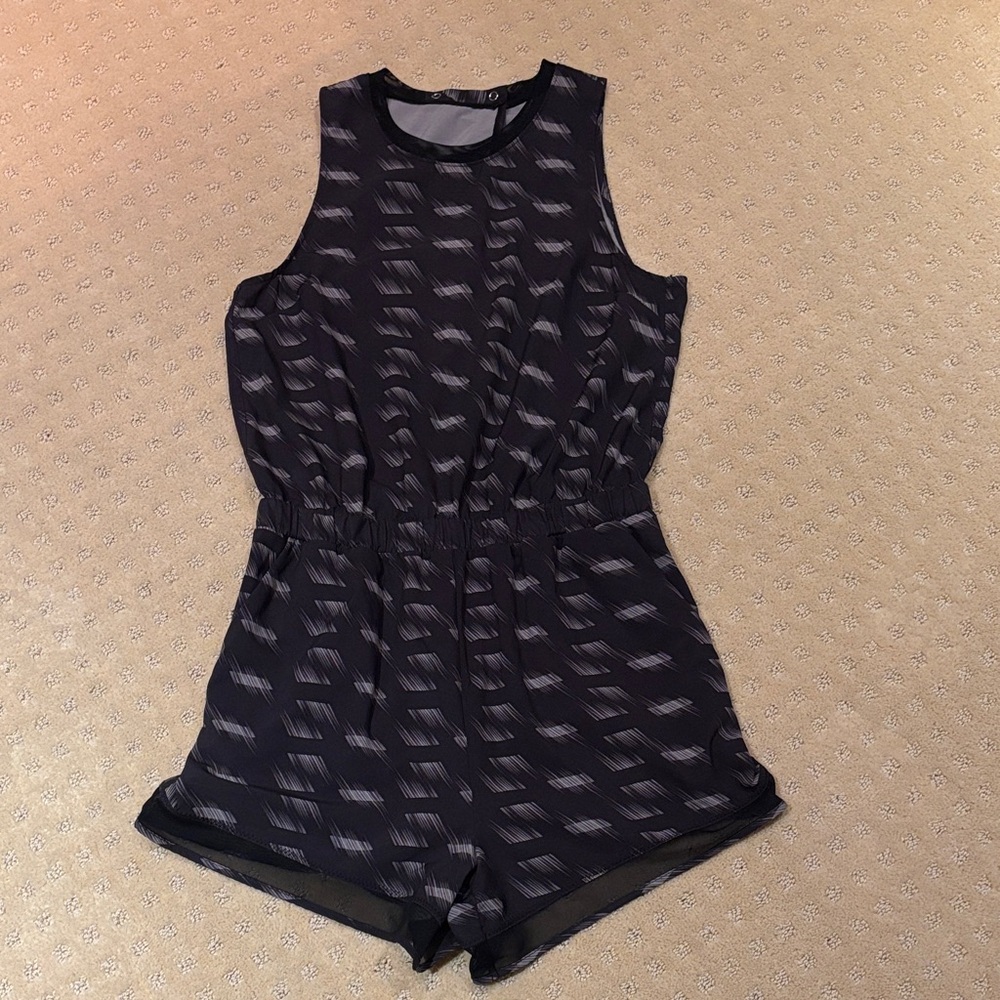 Zella Black and Gray Patterned Jumpsuit